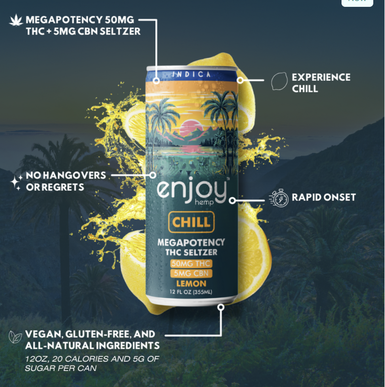 Enjoy Hemp Chill Indica 50MG THC/ 5MG CBN Seltzer | Herban Flow