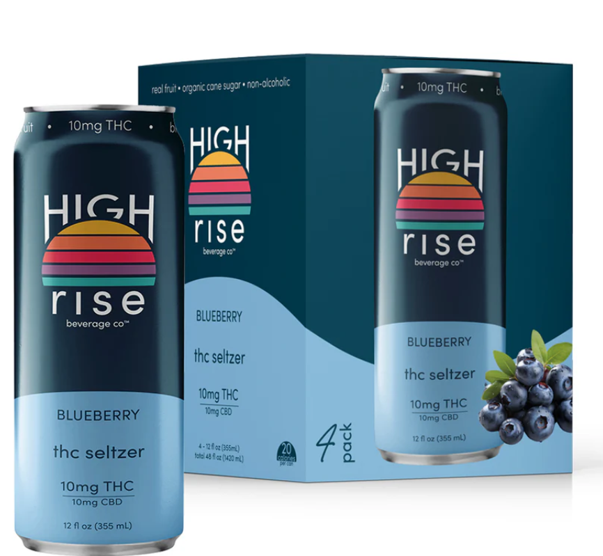 High Rise Blueberry 10mg THC Seltzer | Herban Flow | THC Infused