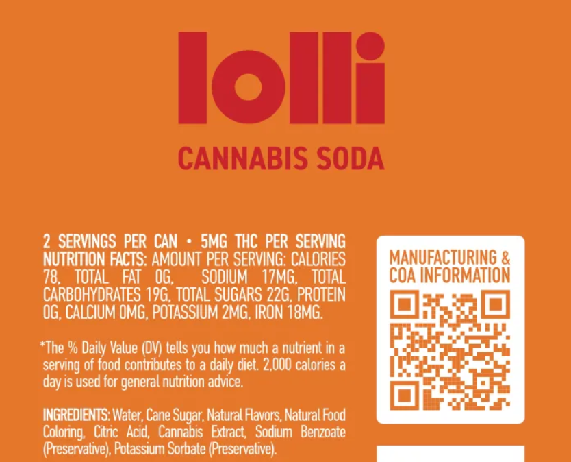 Lolli THC Orange Soda 10mg | Herban Flow | THC Infused